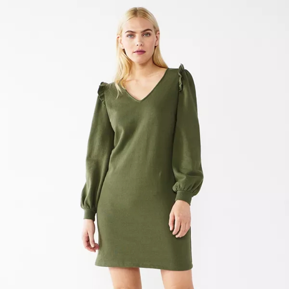 Sweatshirt dress by Nine West size large army green